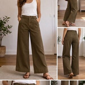 High-Rise Wide Leg Jeans in Brown